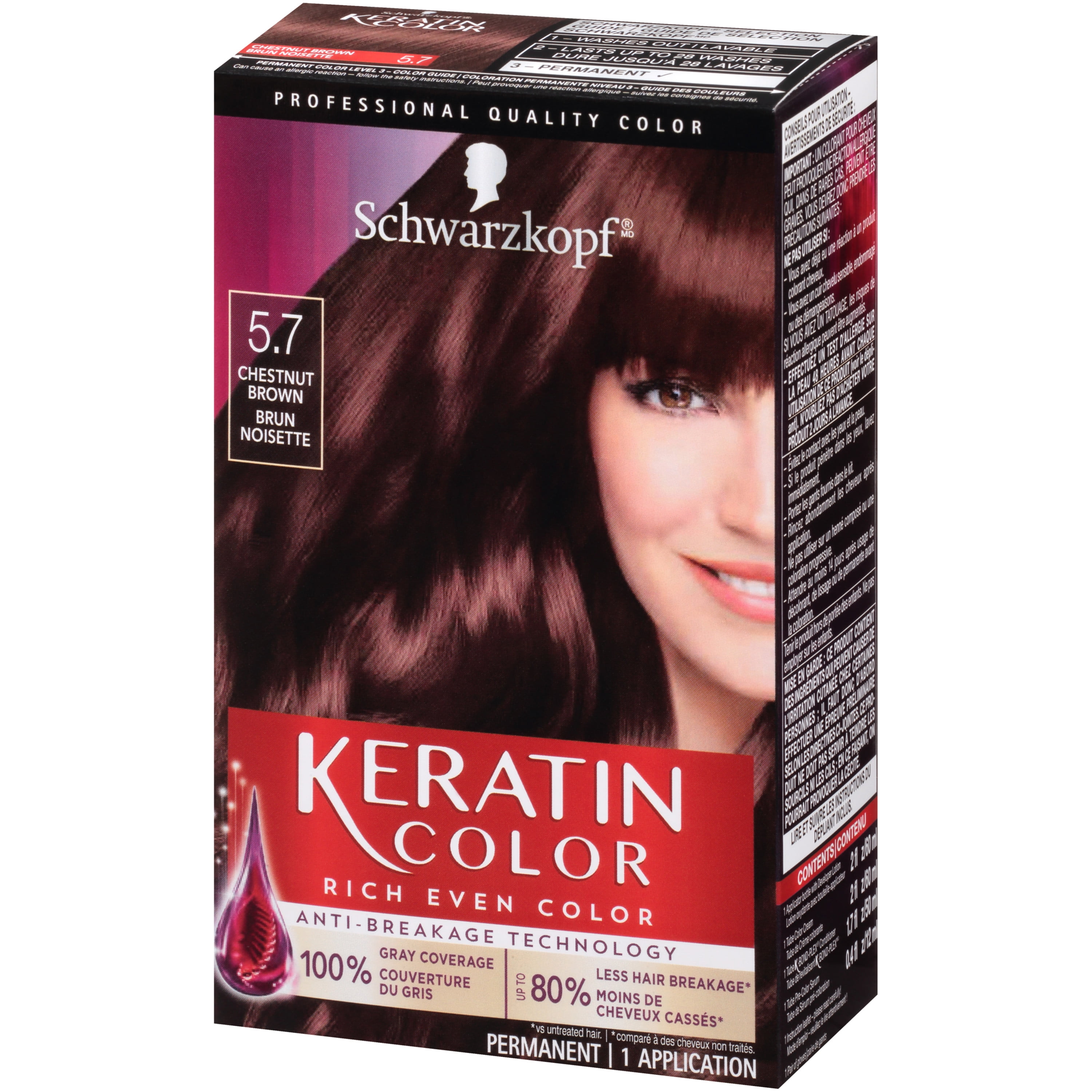Prime chauffør defile Schwarzkopf Keratin Permanent Hair Color Cream, 5.7 Chestnut Brown -  Walmart.com