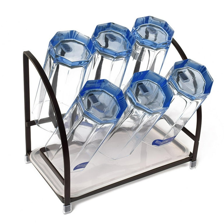 Stylish Non Slip Mugs Cups Organizer Drying Rack,Cup Drying Rack Stand with  Drain Tray for Home Kitchen Mugs Bottles Glasses 