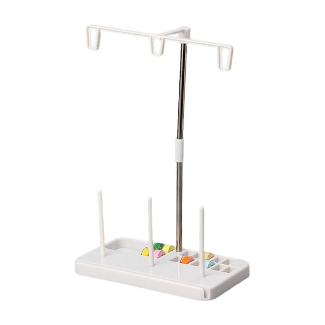 Soporte de carrete de 3 conos Soporte de línea de bordado ajustable Máquina de coser (blanco)