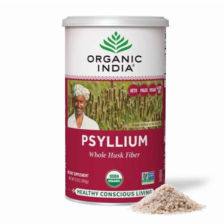 Organic India Psyllium, Whole Husk 100% Certified Organic Fiber, Natural Dietary Fiber 12