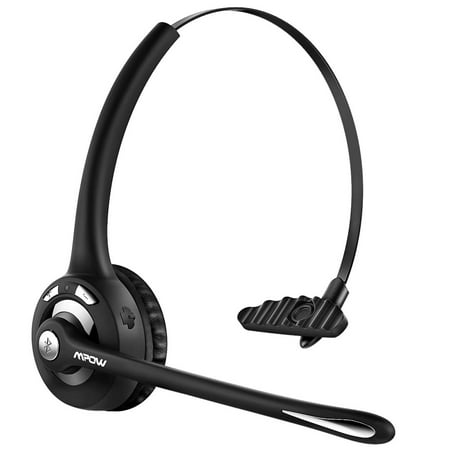 Mpow Professional Over-the-Head Driver’s Rechargeable Wireless Bluetooth Headset with Microphone Noise Cancelling / 13 Hours Talking Time (All Black)