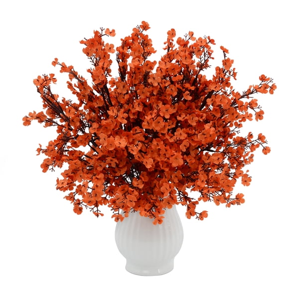 Babys Breath Artificial Flowers Gypsophila Bouquets Bulk Real Touch Fake Silk Flowers for Home Wedding DIY Floral Arrangement Kitchen Table Centerpiece Home Decor (Tangerine, 16 Bundles)
