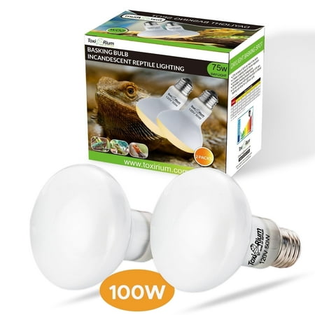 ToxiRium 2-Pack Reptile Heat Lamp, 100W Reptile Sun Lamp Self-Ballasted Vapor Basking Spot Lamp/Bulb/Light for Reptile and Amphibian E26-2pcs
