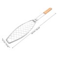 thumbnail image 4 of SHISUYAN Fish Grill Basket 1Pcs Rectangular Silver Wood Handle Prevent Food from Falling Even Heat Distribution, 4 of 9