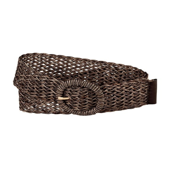 Cinturones delgados de hebilla redonda de metal de color sólido para mujer INSPIRE CHIC Café