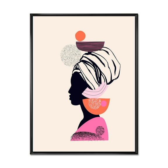 Designart 'Ethnic Portrait of African American Woman' Modern Framed Canvas Wall Art Print