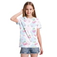 thumbnail image 5 of Abcomgle Girls Tshirts 6-7 Years Old Summer Short Sleeve Tshirt Plaid Floral Print Toddler Girls T-Shirts Cute Crewneck Cotton Tee Tops Girls,Light Blue,7-8Years, 5 of 5