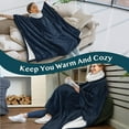 thumbnail image 7 of PAVILIA Sherpa Wearable Blanket Poncho for Women Men, Oversized Hoodie Sweatshirt Poncho Blanket, Hooded Sweater Wrap Cape Neck Warmer, Fleece Soft Hug Sleep Pod Adult, Cozy Warm Gift Ideas, Navy Blue, 7 of 7