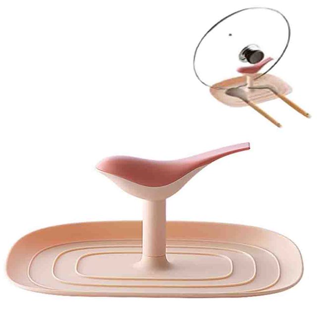 Spoon Rest & Pot Lid Holder, Stove Top Birds Shape Kitchen Utensil with Drip Pad for Multiple Utensils Multifunctional Storage Rack Eco-friendly, Stand for Spoons Lids Spatula Tongs