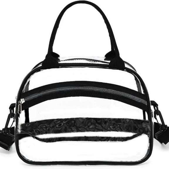 Handy Laundry Clear Bag Stadium Approved - Transparent Tote Zippered Top & Shoulder Straps Storage Bag Tote Bag