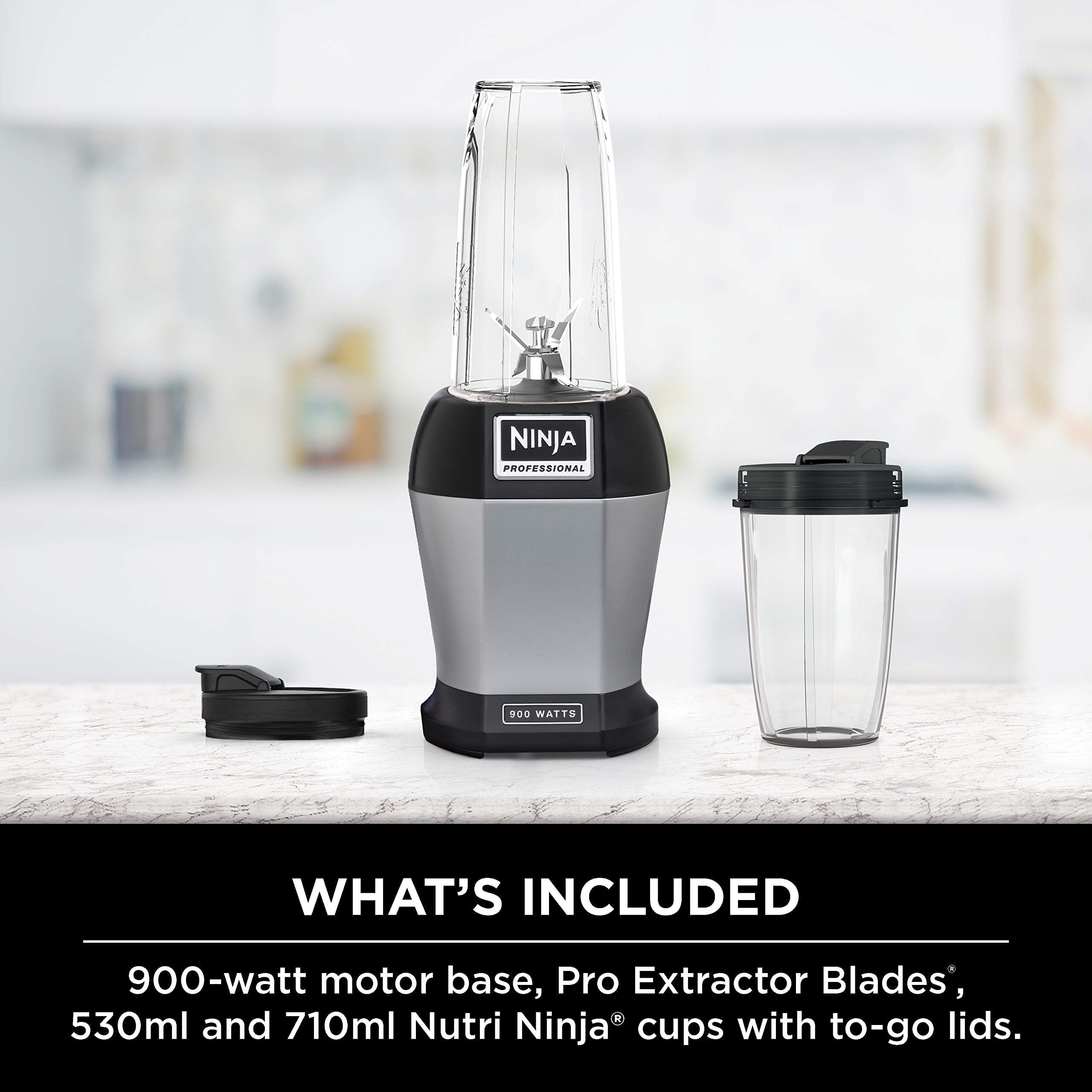 Ninja BL450C, Nutri Pro Personal Blender For Juices, Shakes & Smoothies, 18 and 24 Oz cups, Black/Silver, 900W (Canadian Version)