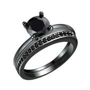 Envy Wedding Ring Set for Women 1.25Ct Solitaire Engagement Matching Band Ginger Lyne Collection