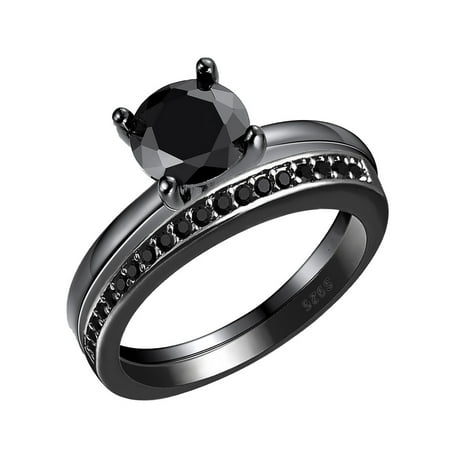 Envy Wedding Ring Set for Women 1.25Ct Solitaire Engagement Matching Band Ginger Lyne Collection