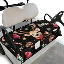 Yuyamidu Reindeer Golf Cart Seat Covers 2 Passenger, Christmas Golf Cart Seat Towel Blanket with Storage Pockets, Breathable Club Car Accessories Protect Your Golf Cart Seat