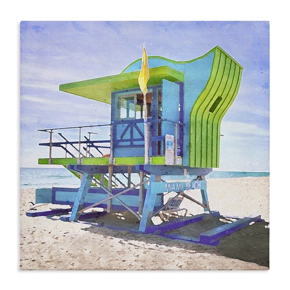 Stupell Industries Tropical Green Beach Hut Canvas Art, 17 x 17, by LSR Design Studio
