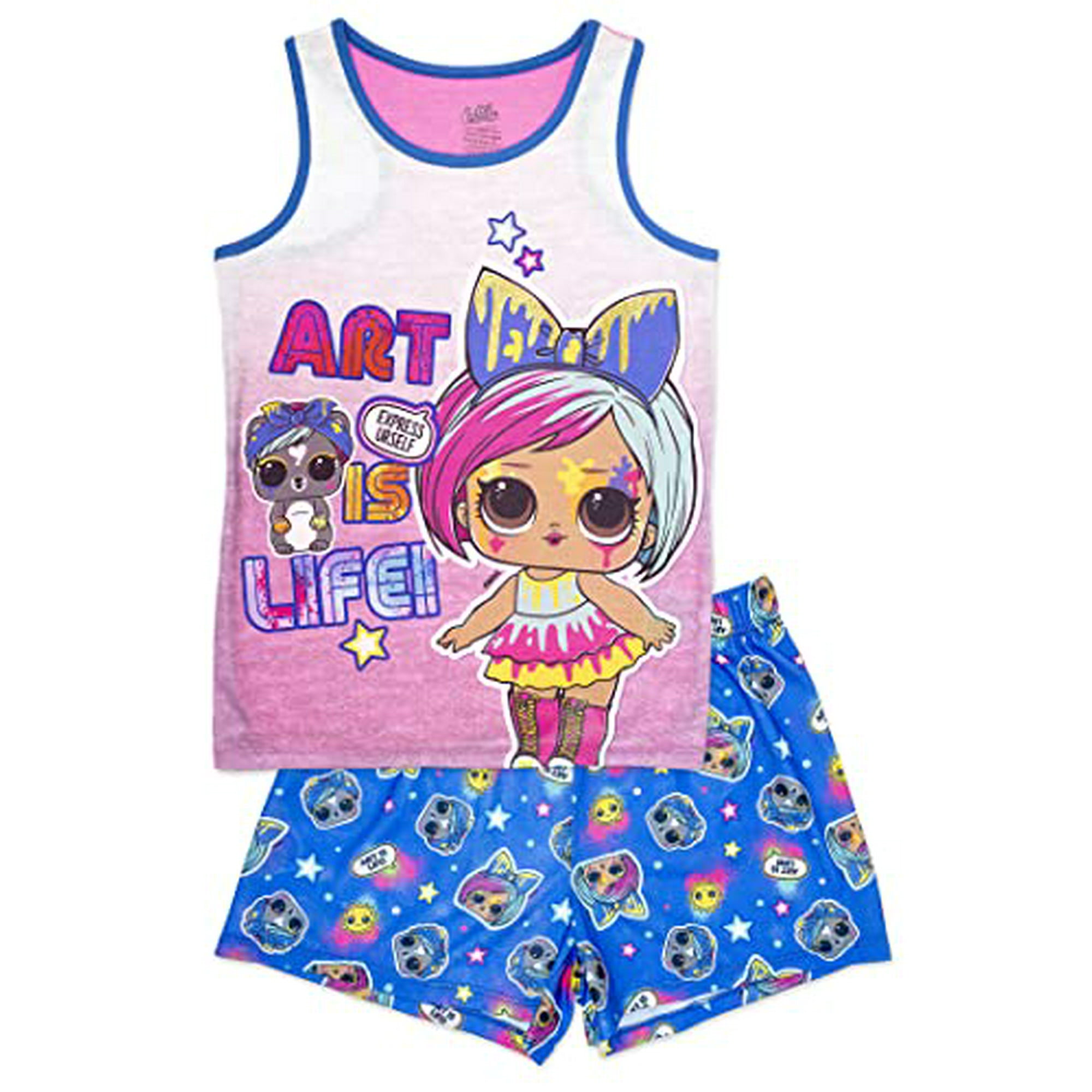 See Pic L.O.L. Surprise Pajamas For Girls Tank Top And Shorts Set Blue Multi Size 6 6x Other