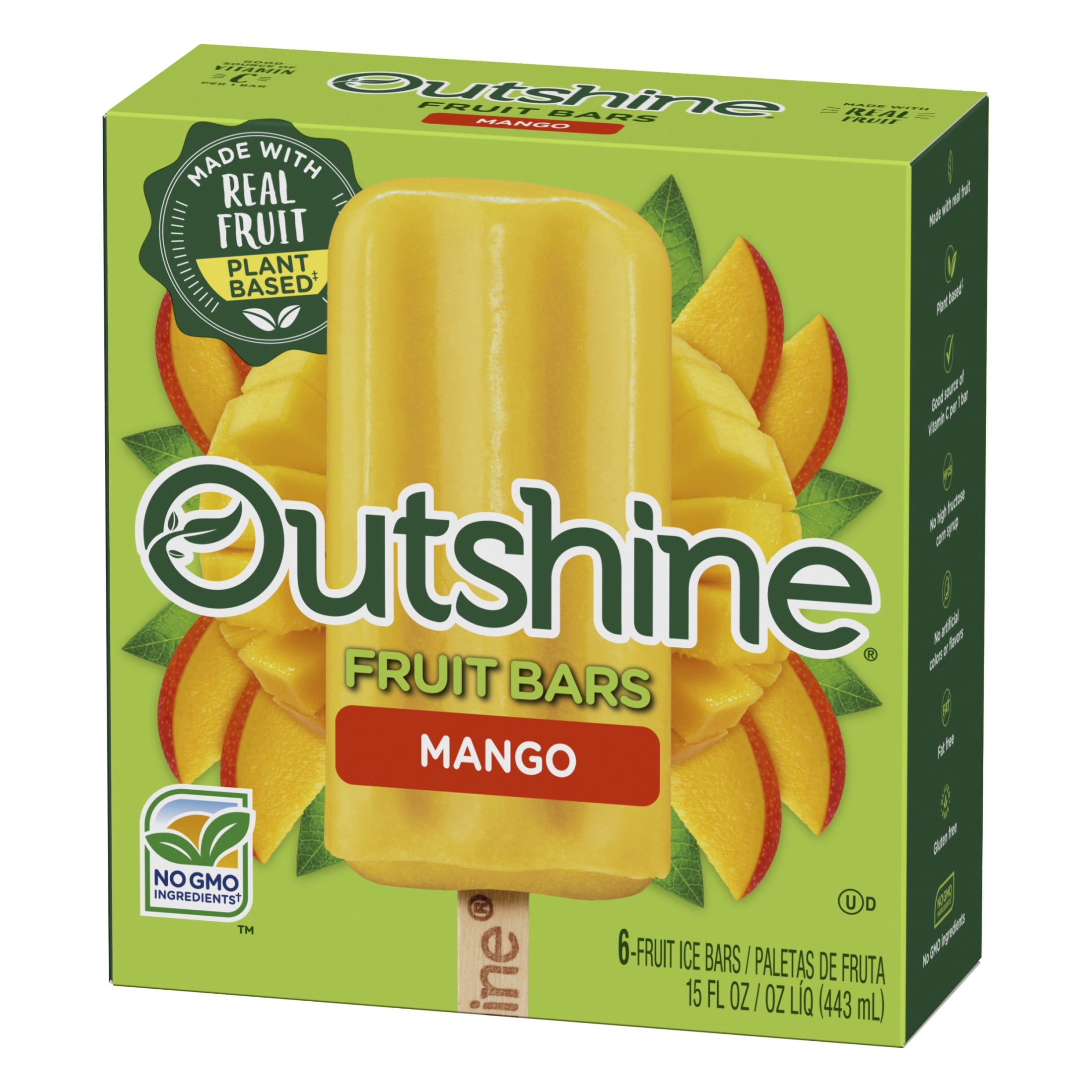 Outshine Mango Frozen Fruit Bars, Non-GMO, Gluten Free, 6 Count