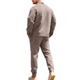 thumbnail image 4 of yuCgh Men's Casual Sports Suede Business Button-Down Jacket and Pants Suit, Two-Piece Set for Smart Casual Wear, Durable and Stylish for Office and Outdoor Events,Camel L, 4 of 4