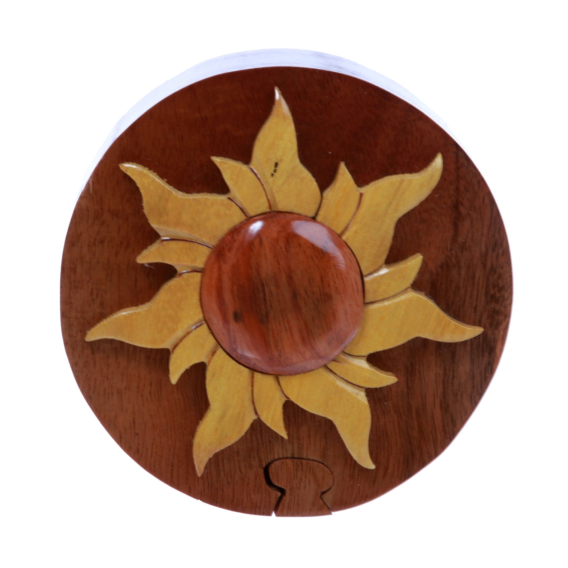 Handcrafted Wooden Flower Shape Secret Jewelry Puzzle Box 