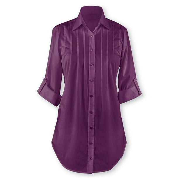 Collections Etc. - Collections Etc Women's Pintuck Button Front Tunic ...