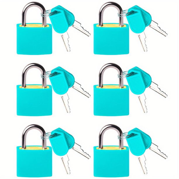 Bsvklp Candado Con Llave 23MM Candado Seguridad para Casa Escuela Oficina (azul Claro) 6 Uds.