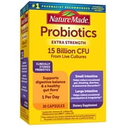 Nature Made Probiotics Extra Strength 15 Billion CFU from Live Cultures Capsules, 30 Count