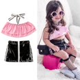 thumbnail image 1 of Girls Outfit Summer Hanging Neck Flouncing Sleeveless Top Leather Short Skirt Set 1-6 Years, 1 of 2