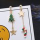 thumbnail image 2 of Festival temático de Navidad, pendientes de árbol de muñeco de nieve de dibujos animados, dijes de joyería, regalo de Navidad Árbol de Navidad Yuyangstore Pendiente de cadena asimétrica, 2 of 8