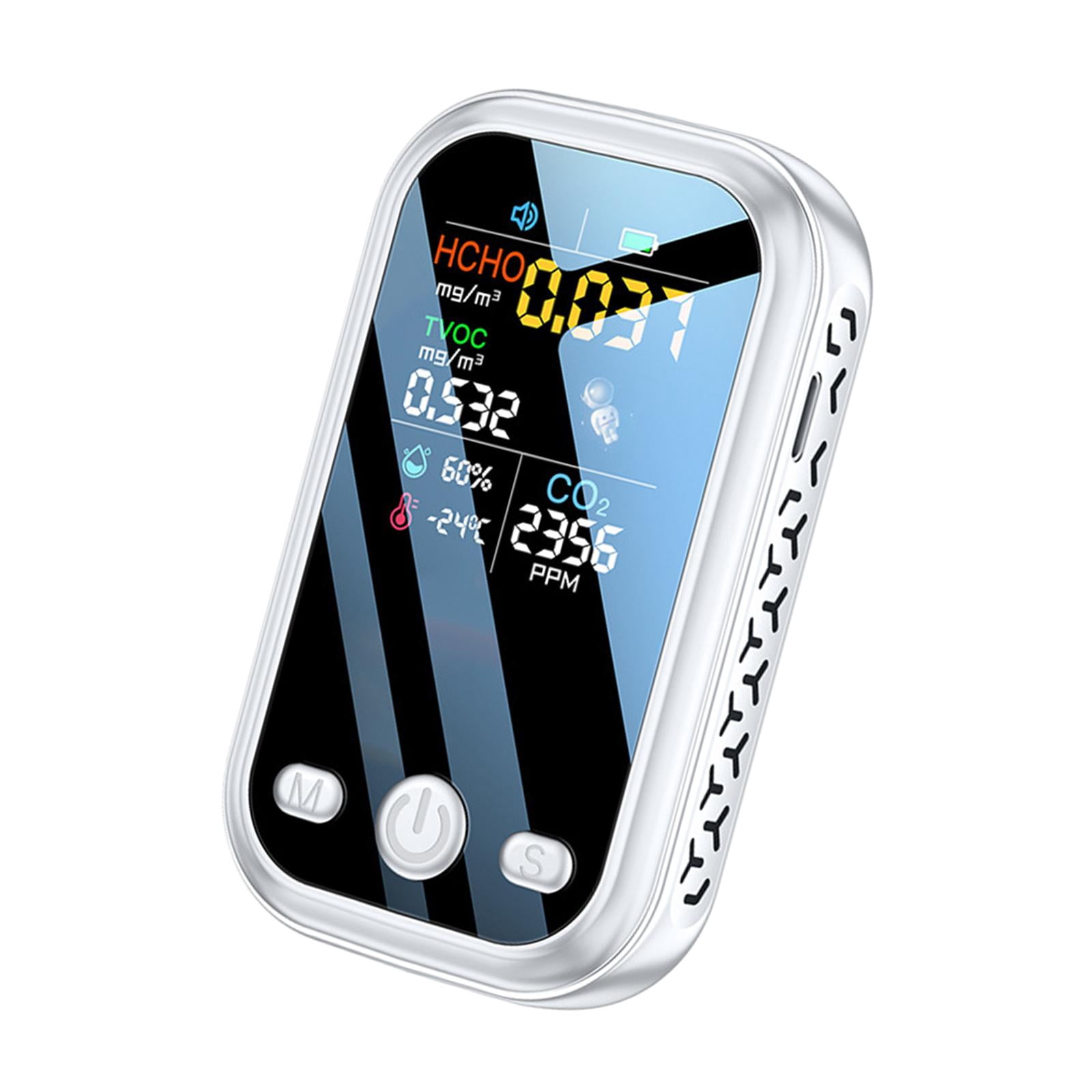 funtasica CO2 Digital Monitor Air Quality Tester Portable Digital CO2 Temperature Humidity Meter Carbon Dioxide Monitor for Living Room White