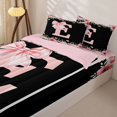 thumbnail image 3 of Homewish Letter E Zipper Twin Comforter Sets with Fitted Sheet and 2 Pillowcases for Girl, Cherry Blossoms Zipper Bedding Set, Black Pink, Pink Reversible, 4-Piece, 3 of 6
