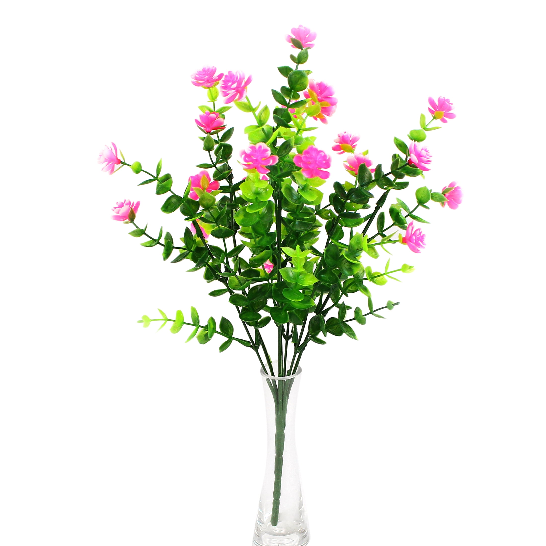 LEERUI Artificial Flowers UV Resistant Fake Eucalyptus Rose Plants