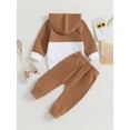thumbnail image 5 of Elippeo 2Pcs Baby Boy Fall Outfits 6M 12M 18M 24M 3Y 4Y Long Sleeve Contrast Color Hoodie + Pants Set Toddler Clothes, 5 of 9