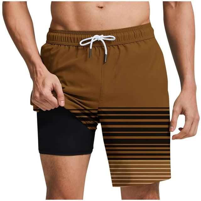 Pantalones Cortos para Hombre Cintura Elástica con Bolsillos, Forro de Impresión de Moda Casual para la Playa, Al Aire Libre Y el Uso Diario