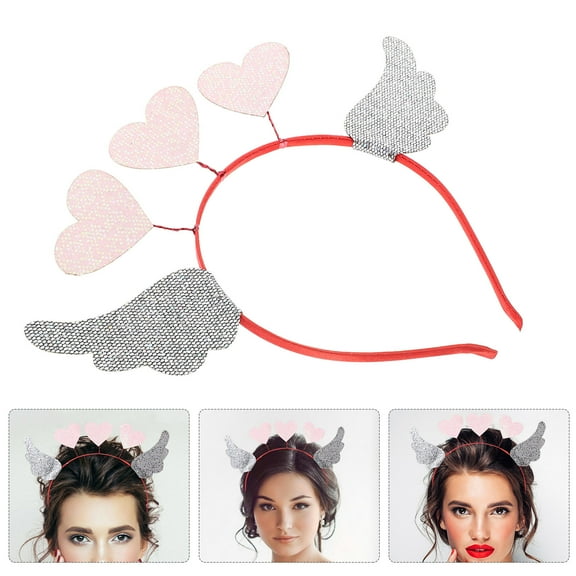 GAXIRE Red Glitter Valentine's Day Headband Festive Headdress Party Accessory 1 Set