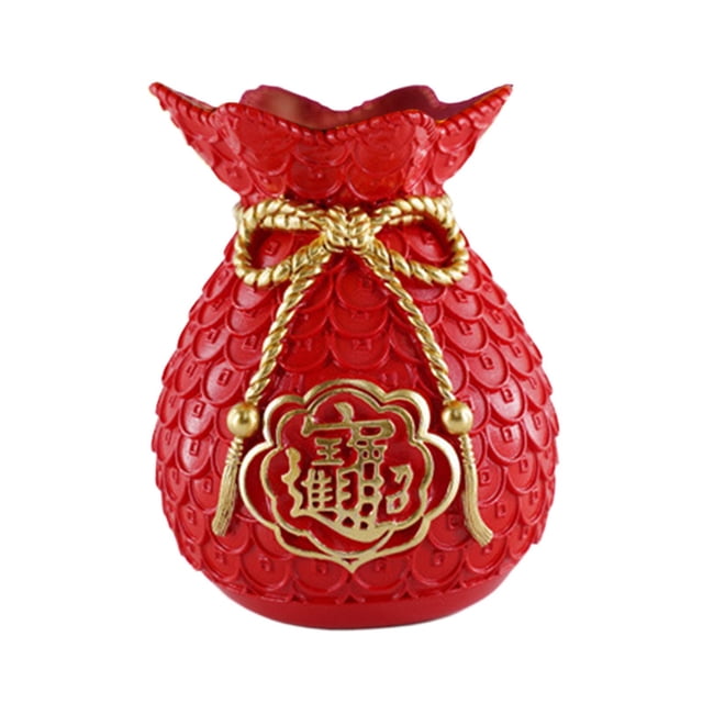 Jarrón de resina con forma de flor, decorativo, coleccionable, con forma de billetera, para TV. Tesoro rojo
