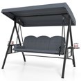 thumbnail image 1 of Gymax 3-Seat Patio Swing Chair w/ Adjustable Canopy Thickened Cushions Pillow Outdooor Gray, 1 of 8