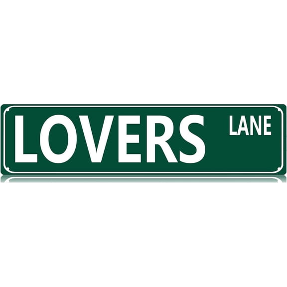 Vintage Metal Tin Street Sign Lovers Lane Decorative Wall Art Rustic Waterproof Rustproof Easy to Mount for Home Love Decor Bedroom 4x16 Inch