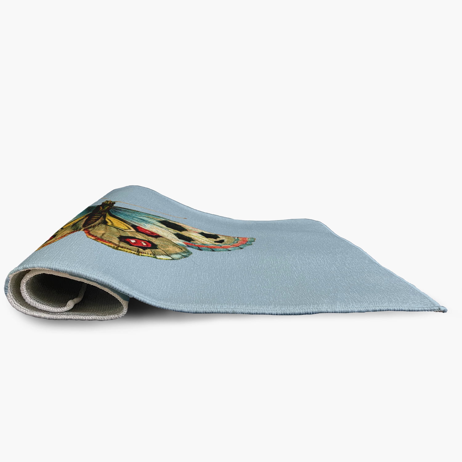 18" x 30" Simply Daisy Brushfoot Butterfly Novelty Chenille Area Rug, Lighter than Air Blue