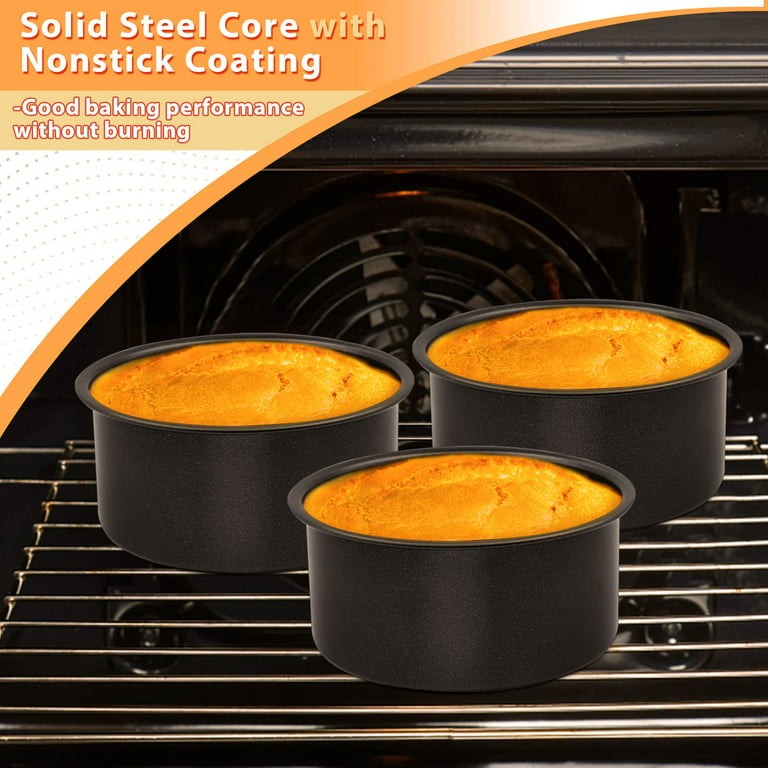 4.5 inch Cake Pan, Nonstick Stainless Steel Mini Round Cake Pans Tin, Small Size for Baking Smash Cakes/Cheesecake, Stainless Steel Core & Non-Toxic