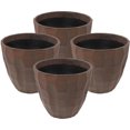 thumbnail image 3 of Sunnydaze Pebbled 15.75" x 15.75" x 14" Round Brown Polyresin Outdoor Planter Pot 4-Count, 3 of 7
