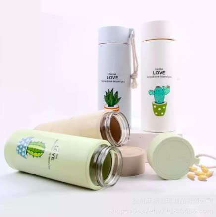 Pack of 2 - Premium Plant Print Glass Water Bottles, 450ml | Leak-Proof & BPA Free | Durable & Easy to Carry | Ideal for School, College & Outdoor (Random Colors)