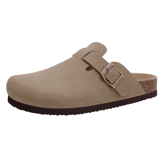 Zuecos de gamuza de corcho para mujer y hombre, zapatillas con plantilla de corcho, sandalias de playa a la moda para exteriores con soporte para el arco, zapatos para estar por casa sin cordones