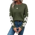 thumbnail image 4 of Women'S Floral Pattern Crewneck Long Sleeve Drop Shoulder Sweaters Pullover Tops Green S, 4 of 10