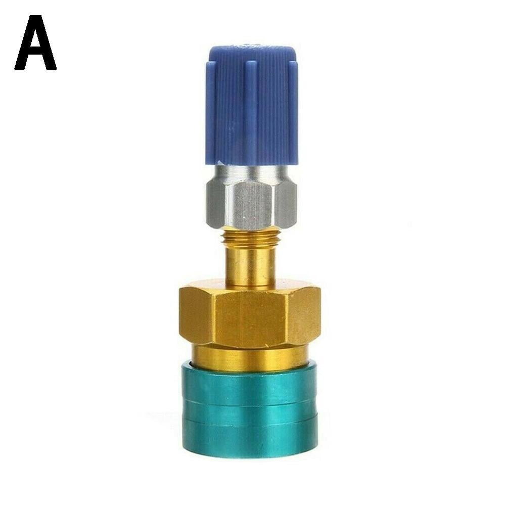 R1234YF to R134A Quick Coupler Adapter Set, High & Low Side AC Charging Connectors, Brass Auto Shut Off Fittings for Car Air Conditioner Refrigerant Service Tool