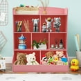 thumbnail image 2 of Toy Storage Organizer with Bookcase, 3 Tier  Bookshelf 42.3'' H Toy Storage Cabinet for Boys Girls Storage Display for Playroom Bedroom Nursery, 170lbs Load-Bearing Capacity (Light Pink), 2 of 18