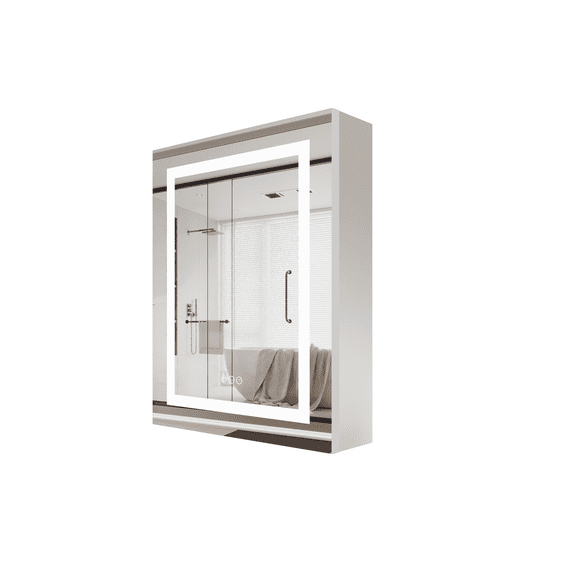 20x28 Inch Medicine Cabinet with Adjustable LED Lights Anti-Fog Mirror for bathroom storage, Aluminum Body Wall Mounted
