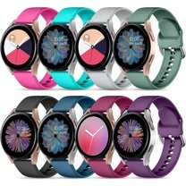 Tianle 8 Pack Bands Compatible with Samsung Galaxy Watch 6 Band/Galaxy Watch 5/Galaxy Watch 4 Band, Galaxy Watch 5 Pro/Galaxy Watch 3/Active 2 Watch, 20mm Soft Silicone Sports Strap Women Men, Large