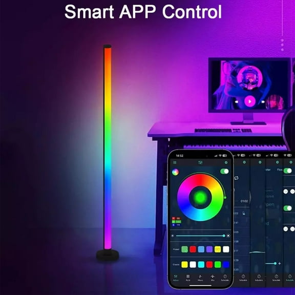 47" Corner Floor Lamp Smart RGB LED Corner Lamp W/ App Remote Control Music Sync