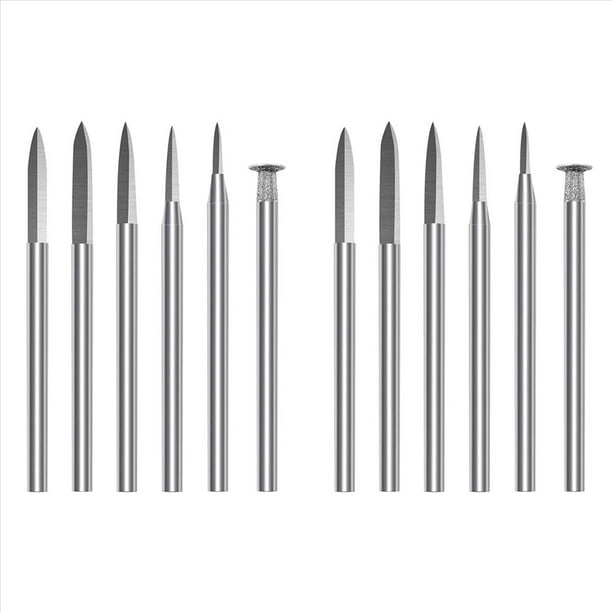 Juego de Brocas para Tallado de Madera, 12 Piezas, Accesorios para Brocas de Grabado, Kit para Tallado de Madera para Herramienta Rotativa, para Tallado y Grabado