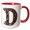 Red/White, variant on 3drose, Pretty Image of Ruby Jeweled Monogram Letter D, 11oz Two-tone Red Mug